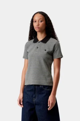 Polo de manga corta Dion Stripe para mujer con pantalones cortos