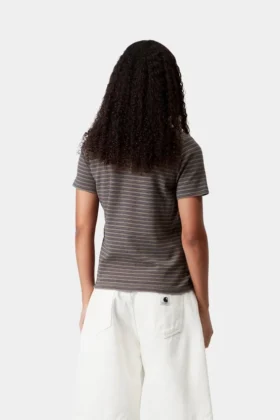 Polo de manga corta Dion Stripe para mujer con pantalones cortos