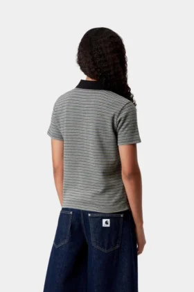 Polo de manga corta Dion Stripe para mujer con pantalones cortos
