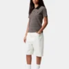 Polo de manga corta Dion Stripe para mujer con pantalones cortos