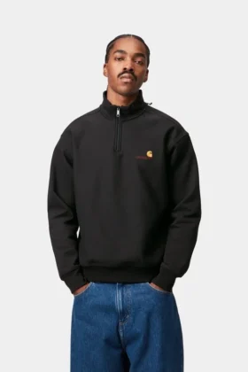 Sudadera con media cremallera y letras American Script