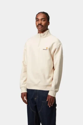 Sudadera con media cremallera y letras American Script