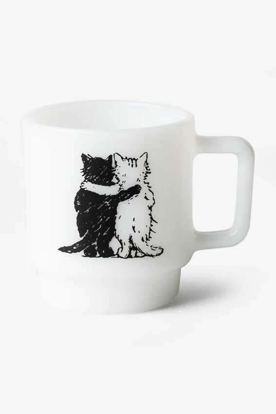Taza de cristal con gatos abrazados Taza de cristal con gatos abrazados